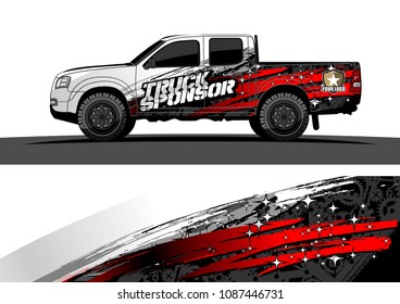 pickup Truck Graphic vector. abstract grunge design for vehicle vinyl wrap background 