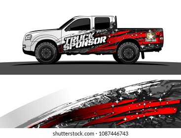 pickup Truck Graphic vector. abstract grunge design for vehicle vinyl wrap background 