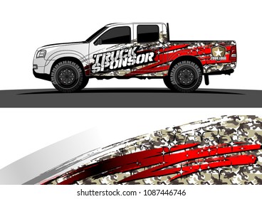 pickup Truck Graphic vector. abstract grunge design for vehicle vinyl wrap background 
