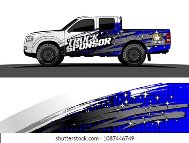 pickup Truck Graphic vector. abstract grunge design for vehicle vinyl wrap background 
