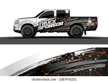 pickup Truck Graphic vector. abstract starry splatter shape design for vehicle vinyl wrap background 