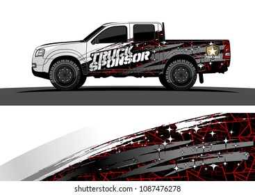 pickup Truck Graphic vector. abstract starry splatter shape design for vehicle vinyl wrap background 