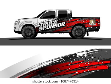 pickup Truck Graphic vector. abstract starry splatter shape design for vehicle vinyl wrap background 