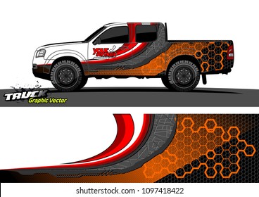 pickup Truck Graphic vector. abstract shape design for vehicle vinyl wrap background 