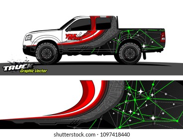 pickup Truck Graphic vector. abstract shape design for vehicle vinyl wrap background 