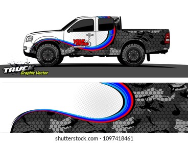 pickup Truck Graphic vector. abstract shape design for vehicle vinyl wrap background 