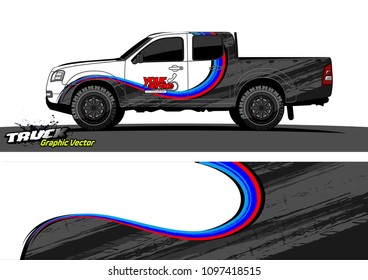 pickup Truck Graphic vector. abstract shape design for vehicle vinyl wrap background 