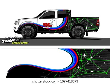 pickup Truck Graphic vector. abstract shape design for vehicle vinyl wrap background 