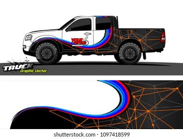 pickup Truck Graphic vector. abstract shape design for vehicle vinyl wrap background 