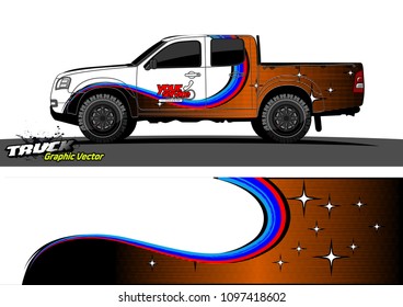 pickup Truck Graphic vector. abstract shape design for vehicle vinyl wrap background 