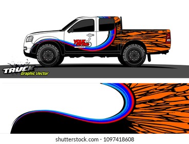 pickup Truck Graphic vector. abstract shape design for vehicle vinyl wrap background 