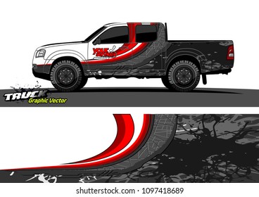 pickup Truck Graphic vector. abstract shape design for vehicle vinyl wrap background 