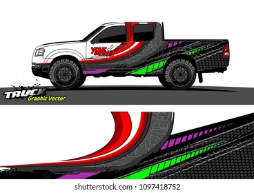 pickup Truck Graphic vector. abstract shape design for vehicle vinyl wrap background 