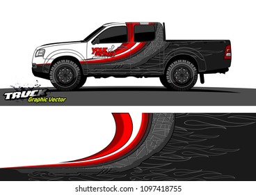 pickup Truck Graphic vector. abstract shape design for vehicle vinyl wrap background 