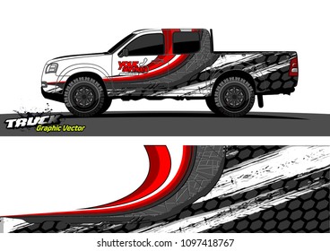 pickup Truck Graphic vector. abstract shape design for vehicle vinyl wrap background 