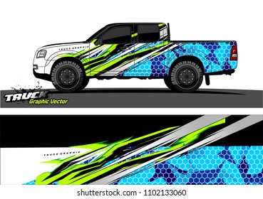 pickup Truck Graphic vector. abstract racing background design for vehicle vinyl wrap