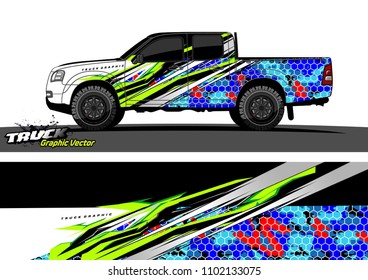 pickup Truck Graphic vector. abstract racing background design for vehicle vinyl wrap