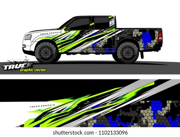 pickup Truck Graphic vector. abstract racing background design for vehicle vinyl wrap