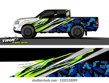 pickup Truck Graphic vector. abstract racing background design for vehicle vinyl wrap