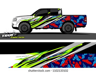 pickup Truck Graphic vector. abstract racing background design for vehicle vinyl wrap