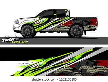pickup Truck Graphic vector. abstract racing background design for vehicle vinyl wrap