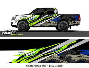 pickup Truck Graphic vector. abstract racing background design for vehicle vinyl wrap