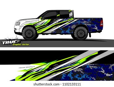 pickup Truck Graphic vector. abstract racing background design for vehicle vinyl wrap