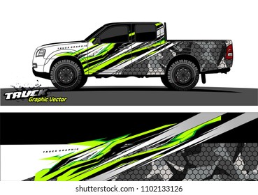 pickup Truck Graphic vector. abstract racing background design for vehicle vinyl wrap