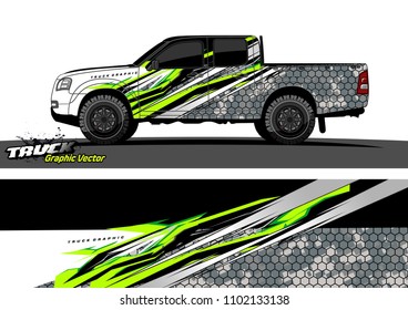 pickup Truck Graphic vector. abstract racing background design for vehicle vinyl wrap