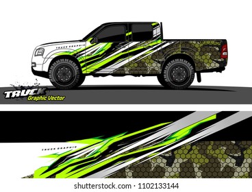 pickup Truck Graphic vector. abstract racing background design for vehicle vinyl wrap