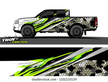 pickup Truck Graphic vector. abstract racing background design for vehicle vinyl wrap