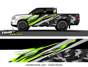 pickup Truck Graphic vector. abstract racing background design for vehicle vinyl wrap