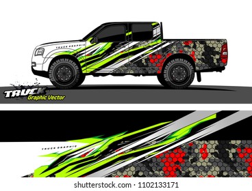 pickup Truck Graphic vector. abstract racing background design for vehicle vinyl wrap