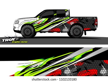 pickup Truck Graphic vector. abstract racing background design for vehicle vinyl wrap
