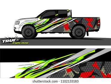 pickup Truck Graphic vector. abstract racing background design for vehicle vinyl wrap
