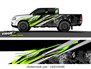 pickup Truck Graphic vector. abstract racing background design for vehicle vinyl wrap