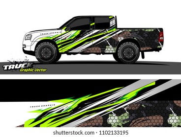 pickup Truck Graphic vector. abstract racing background design for vehicle vinyl wrap