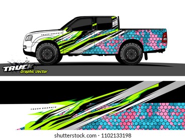 pickup Truck Graphic vector. abstract racing background design for vehicle vinyl wrap