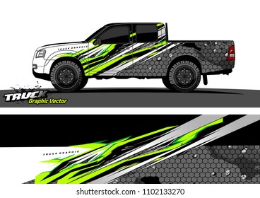 pickup Truck Graphic vector. abstract racing background design for vehicle vinyl wrap