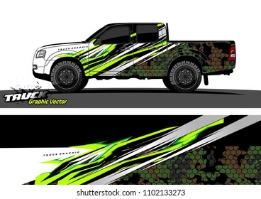 pickup Truck Graphic vector. abstract racing background design for vehicle vinyl wrap