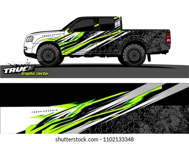 pickup Truck Graphic vector. abstract racing background design for vehicle vinyl wrap