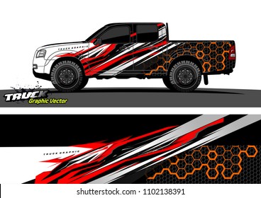 pickup Truck Graphic vector. abstract racing background design for vehicle vinyl wrap