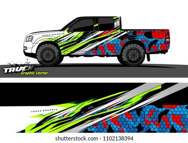 pickup Truck Graphic vector. abstract racing background design for vehicle vinyl wrap