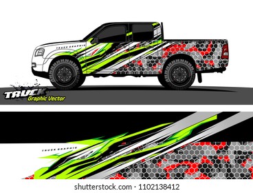 pickup Truck Graphic vector. abstract racing background design for vehicle vinyl wrap