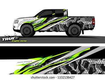 pickup Truck Graphic vector. abstract racing background design for vehicle vinyl wrap