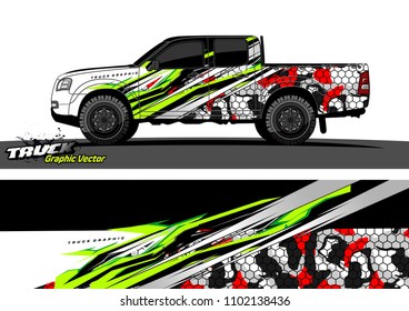 pickup Truck Graphic vector. abstract racing background design for vehicle vinyl wrap