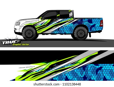 pickup Truck Graphic vector. abstract racing background design for vehicle vinyl wrap