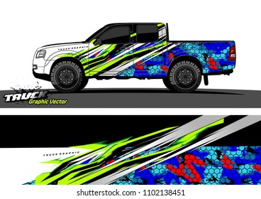 pickup Truck Graphic vector. abstract racing background design for vehicle vinyl wrap