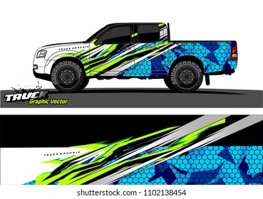 pickup Truck Graphic vector. abstract racing background design for vehicle vinyl wrap