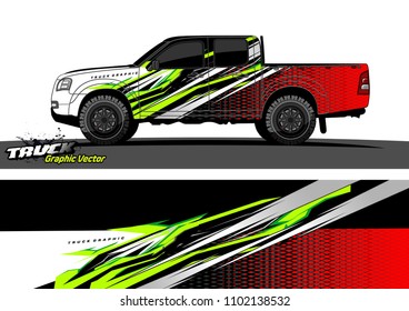 pickup Truck Graphic vector. abstract racing background design for vehicle vinyl wrap